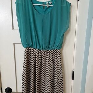 Teal and Black Chevron Dress
